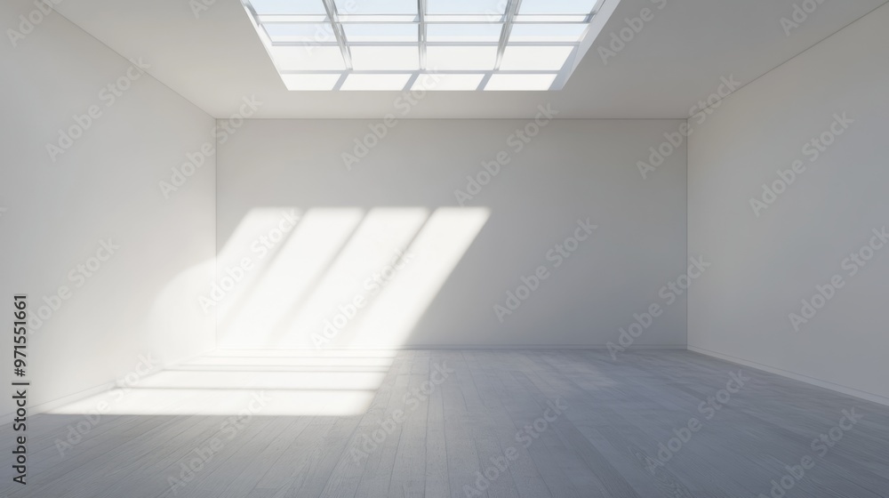 Empty room, skylight, white walls, generative ai Empty room, skylight, white walls, generative ai