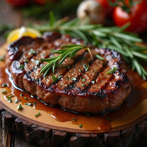 Juicy Steak with Rosemary and Sauce