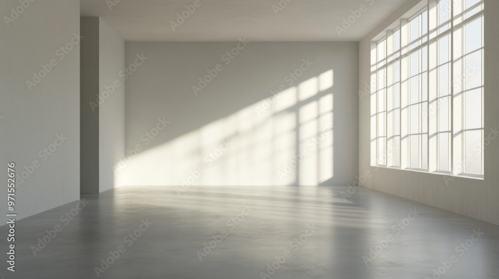 Obraz premium Empty room, soft lighting, white walls generative ai