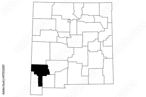 Map of grant County in New Mexico state on white background. single County map highlighted by black color on New Mexico map. UNITED STATES, US photo