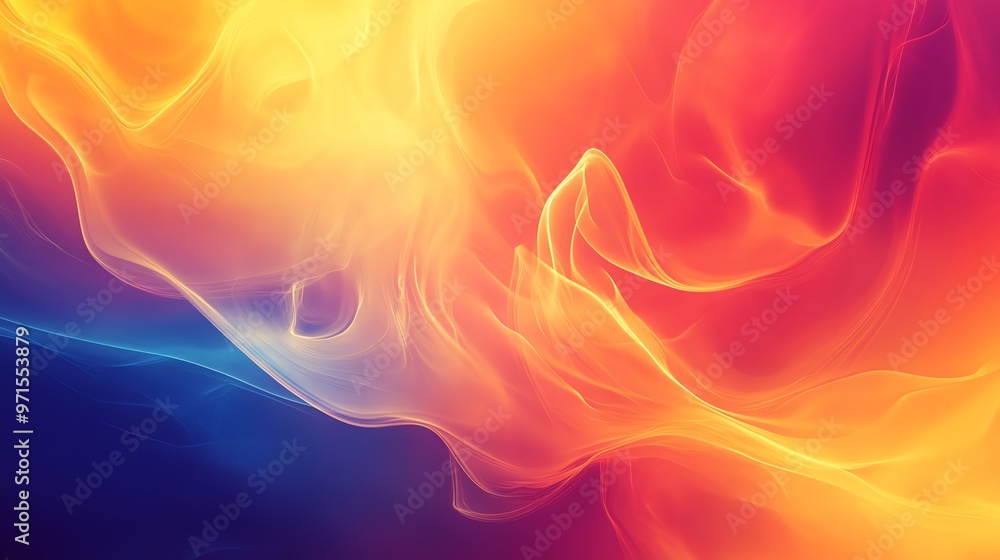 Fototapeta premium Abstract background with flowing orange and red lines.
