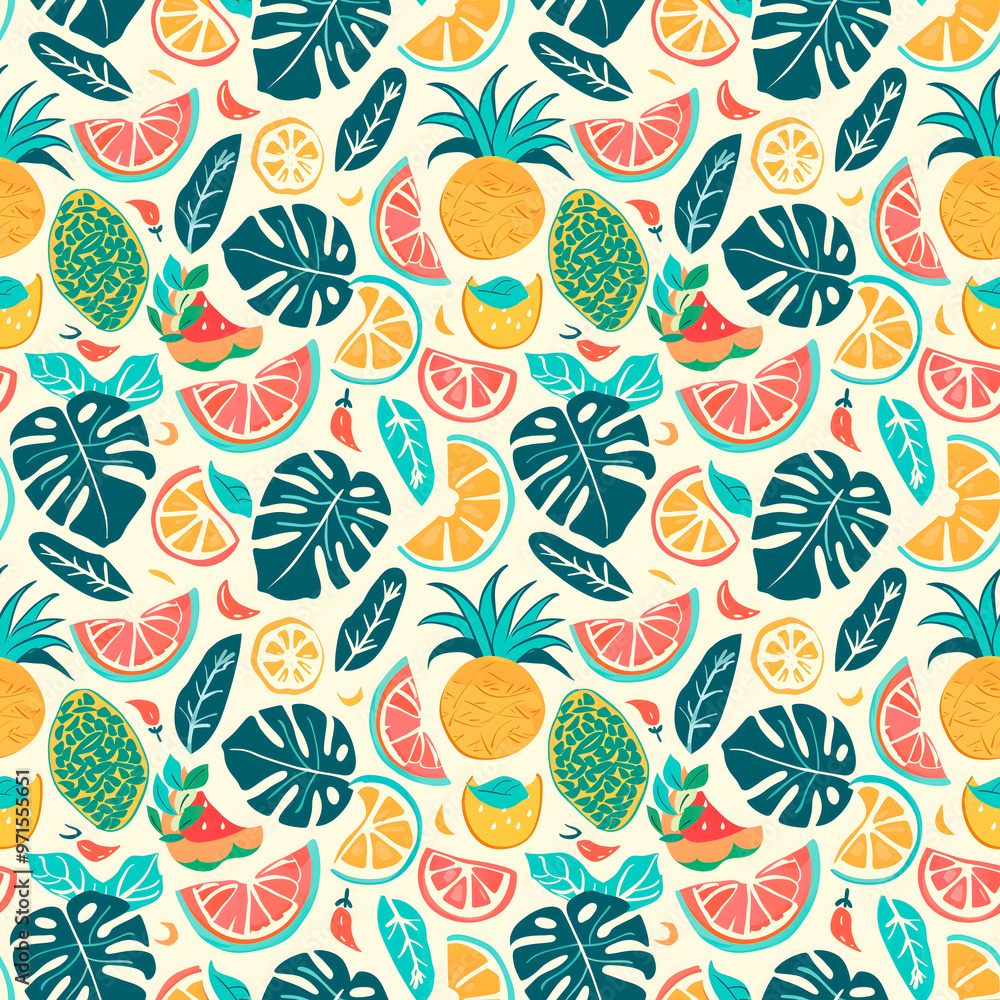 Tropical fruits seamless pattern. Tropical fruits seamless pattern.