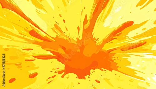 a yellow background with an orange splash of color in the center