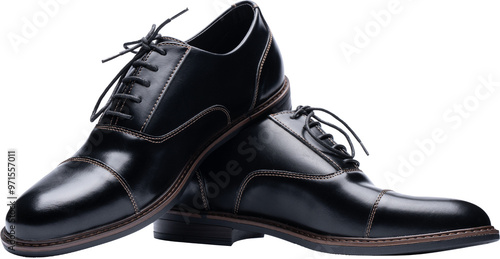 Black Leather Dress Shoes with Laces - Stylish Pair