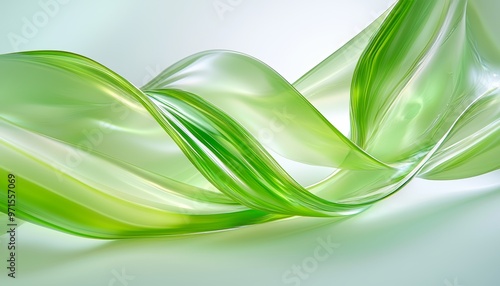 An abstract, symmetrical green wave pattern, undulating like grass in the wind, with fluid, organic movement