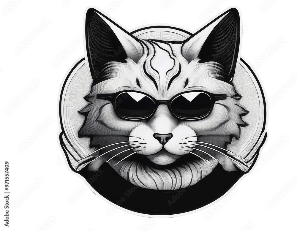 Cat in sunglasses transparent logo design. Generative Image Cat in sunglasses transparent logo design. Generative Image