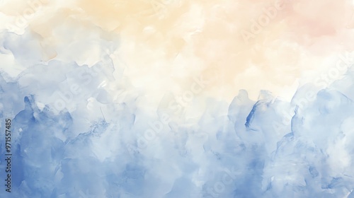 Abstract watercolor background with light blue and beige colors.