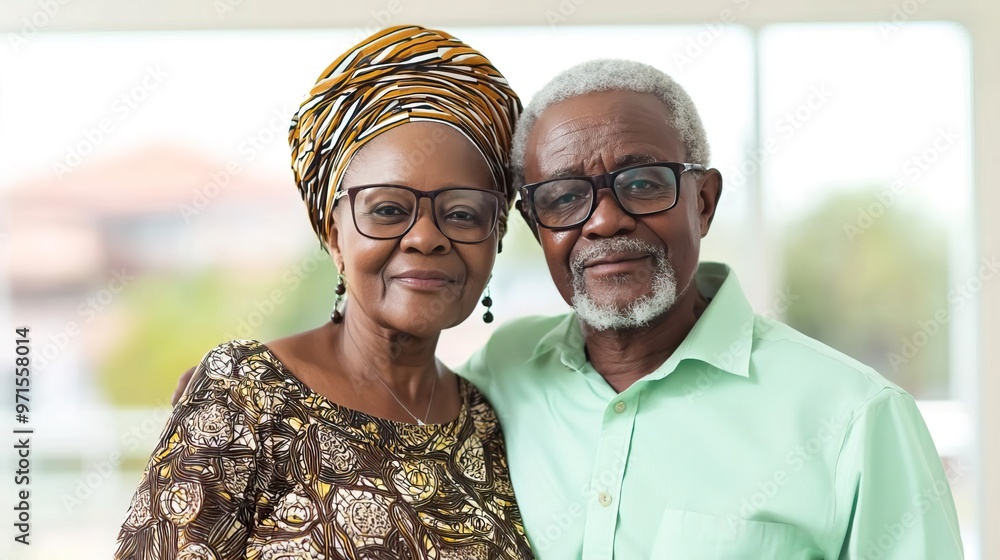 a senior African couple in their well-decorated home, showing their comfortable living. a senior African couple in their well-decorated home, showing their comfortable living.