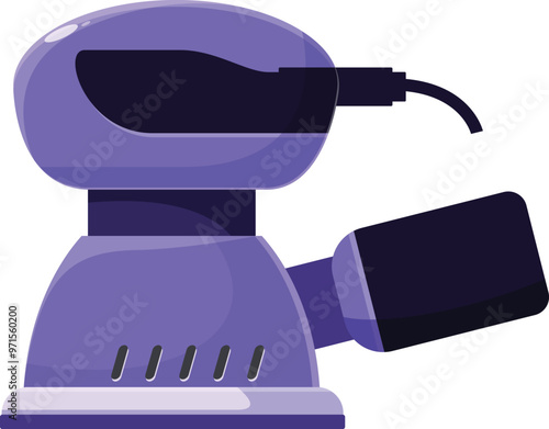 Purple electric sander for polishing surfaces in cartoon style