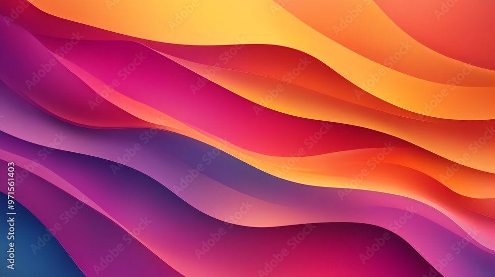 Fototapeta premium Abstract colorful wavy background with gradients in pink, orange, and purple.