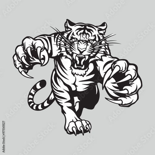 angry tiger vector illustration