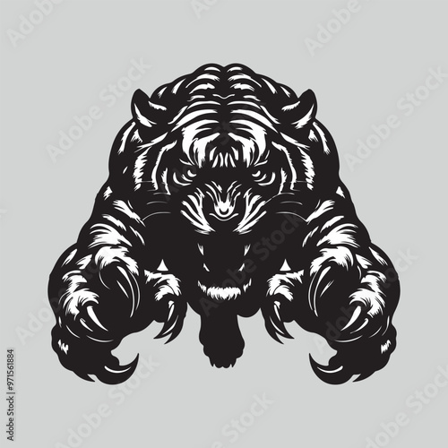 angry tiger vector illustration