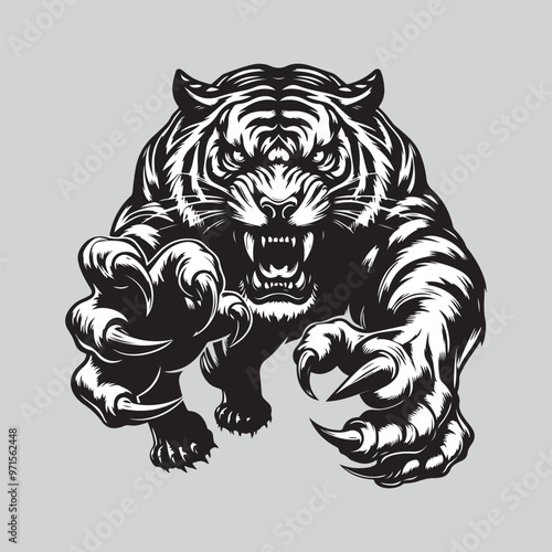 angry tiger vector illustration