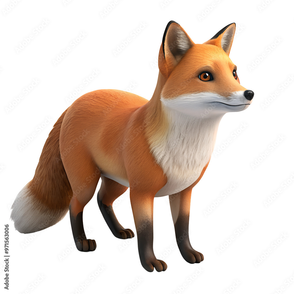 Fototapeta premium A majestic fox, isolated on transparent or white background.