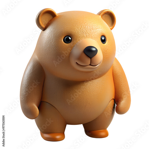 A cute, playful cartoon bear character with a friendly expression, isolated on transparent or white background 