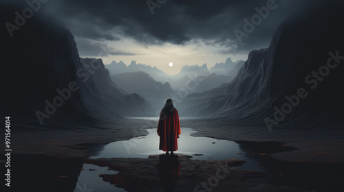 generated illustration of the ascension of jesus into heaven