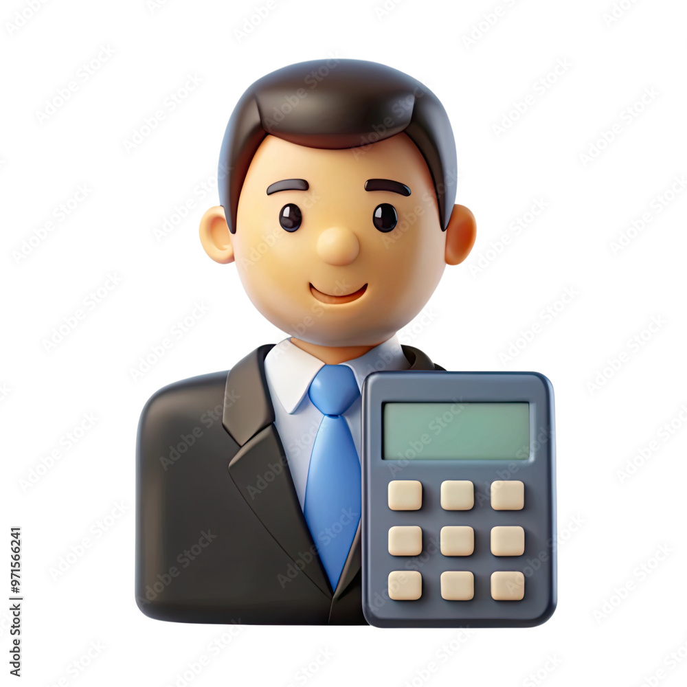 Businessman Holding Calculator in Professional Attire Businessman Holding Calculator in Professional Attire