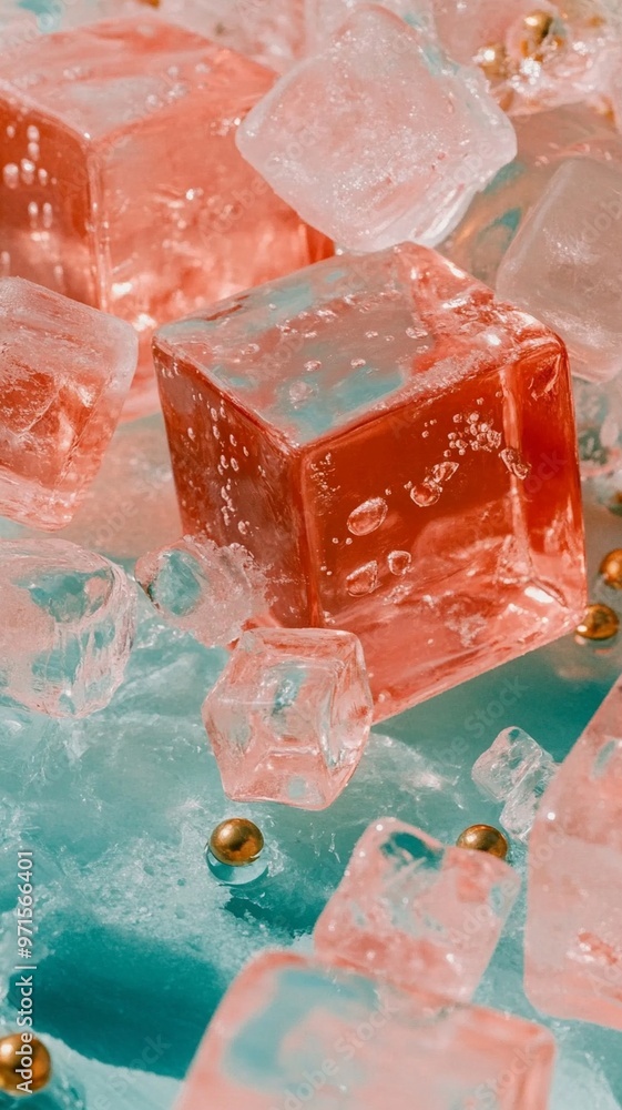Colorful Ice Cubes in Blue and Red Tones Colorful Ice Cubes in Blue and Red Tones