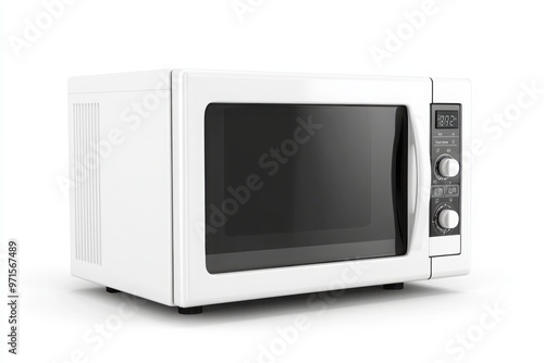 White Microwave Oven with Digital Controls