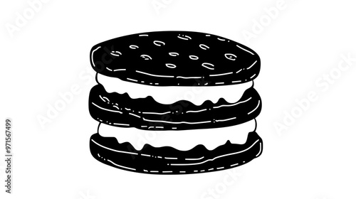 Ice cream sandwich with oatmeal cookies, vector illustration art