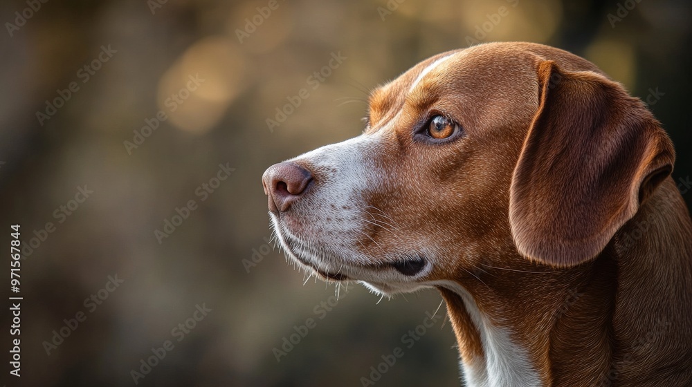 A Close-Up of a Beagle's Profile, Capturing Its Curious Gaze and Soft Fur, Dog Portrait, Beagle, Pet Portrait A Close-Up of a Beagle's Profile, Capturing Its Curious Gaze and Soft Fur, Dog Portrait, Beagle, Pet Portrait