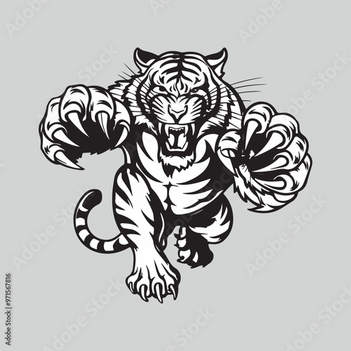 angry tiger vector illustration