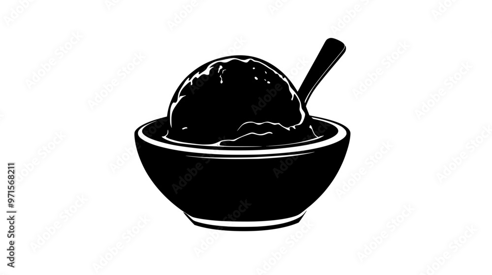 Chocolate ice cream scoop on a simple dish with no additional elements, vector illustration art Chocolate ice cream scoop on a simple dish with no additional elements, vector illustration art