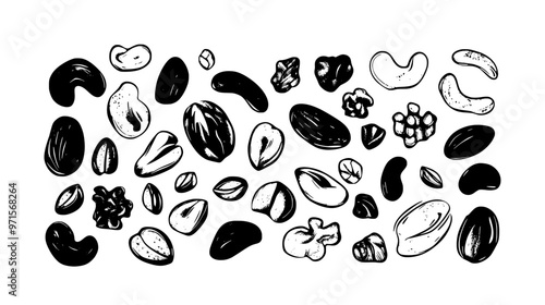 Chopped nuts in small pieces, adding a crunchy element to sweet or savory dishes, vector illustration art