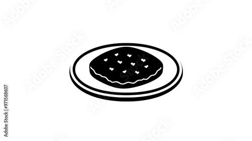 Close-up of a single shortbread cookie on a small plate, centrally placed, vector illustration art