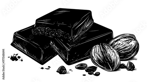 Close-up of nut-based confection with dense, consistent texture and integrated nut pieces, vector illustration art