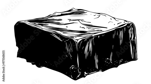 Close-up of a fudge block, highlighting texture and details, vector illustration art