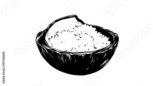 Coconut flakes used as a garnish or ingredient to impart a distinctive texture to baked goods, vector illustration art