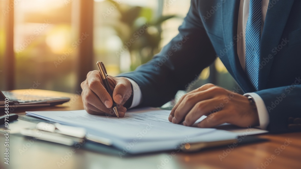 Close-up of Hand Signing Documents in Office Setting, Businessman, Contract Signing, Business, Documents, Lawyer, Agreement Close-up of Hand Signing Documents in Office Setting, Businessman, Contract Signing, Business, Documents, Lawyer, Agreement