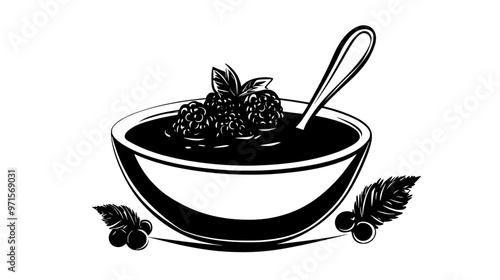 Cooked fruit and sugar mixture, thickened into a spreadable substance for use in baking, vector illustration art