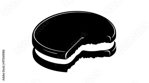 Cream-filled candy with a small portion cut out, showing the interior layers, vector illustration art