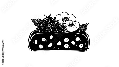Dense fruit concoction, often spread on bread, made by cooking fruit with sugar, vector illustration art