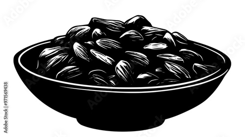 Dish of almond toffee chunks with visible almond bits and even surface, vector illustration art