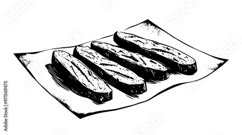 Few biscotti laid out on parchment paper, ready for packaging or serving, vector illustration art