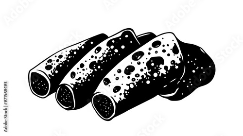 Five cannoli arranged in a fan-like formation, no background distractions, vector illustration art
