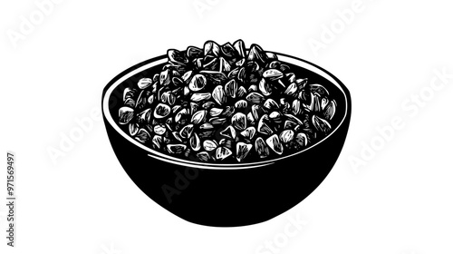 Finely crushed nuts used as garnish or mixed into recipes for added texture and flavor, vector illustration art