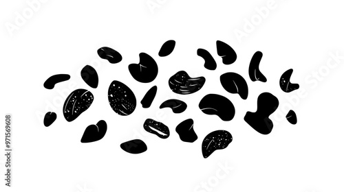 Fragmented nuts, used to add a crunchy texture to pastries or as a dessert ingredient, vector illustration art
