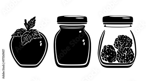 Fruit-based preserve, cooked and sweetened, used as a topping or filling in confections, vector illustration art