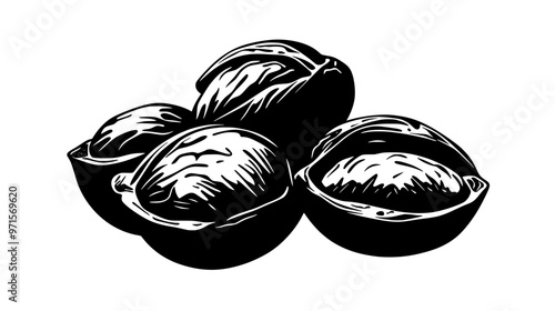 Fragmented nuts, used to add a crunchy texture to pastries or as a dessert ingredient, vector illustration art