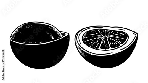 Fruit-filled candy with a portion removed, exposing the filling, vector illustration art