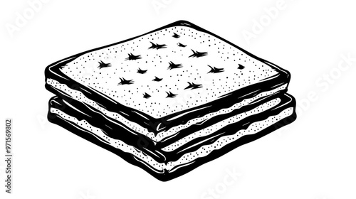 Ground graham crackers mixed with butter for a crunchy base in sweet pies and cakes, vector illustration art