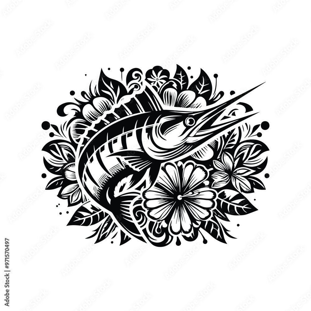 marlin fish in folk art marlin fish in folk art
