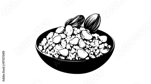 Mixture of crushed nuts and crumbly ingredients, used in pie or tart bases, vector illustration art