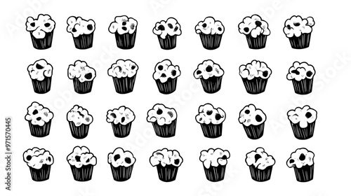 Wallpaper Mural A neat display of cheese popcorn pieces arranged in rows, showing consistent shapes and texture, vector illustration art Torontodigital.ca