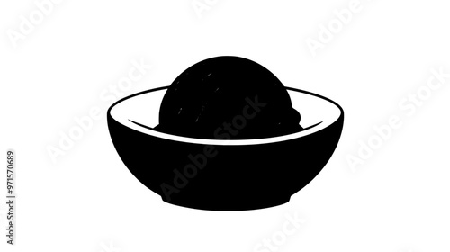 Plain vanilla ice cream scoop in a dish with no sauces or toppings nearby, vector illustration art