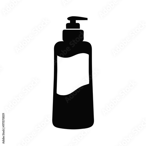 Obraz na płótnie Cosmetic bottle silhouette with pump dispenser on a white background for skincare product concept w salonie